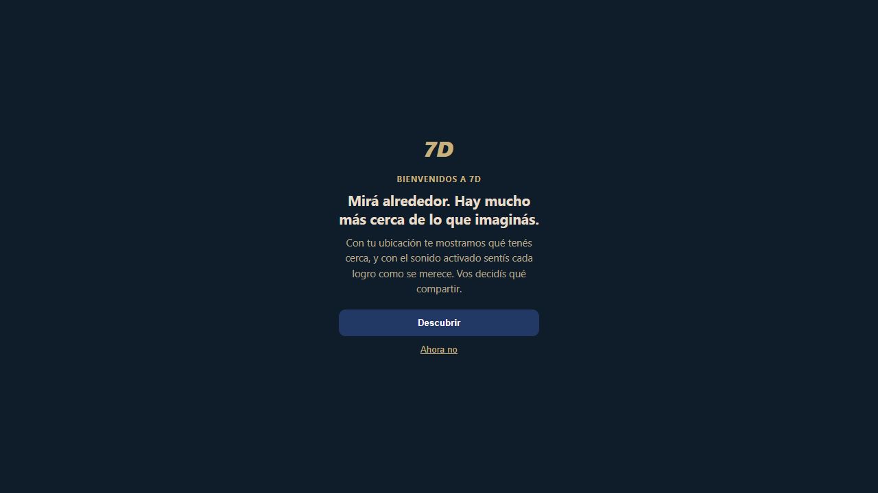 Pantalla de bienvenida de la guía Camino de los 7 Diques